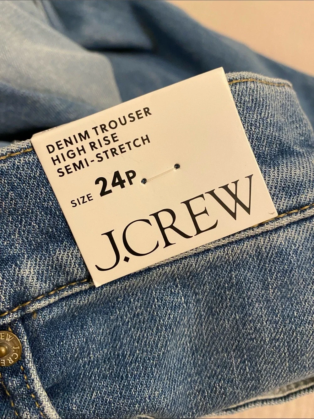 J. Crew Denim Trouser High Rise Semi Stretch Blue Wide-Leg Jeans. Size 24P New